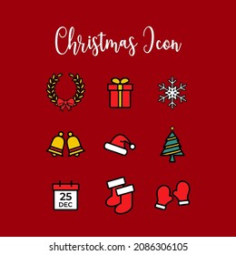 Christmas Theme Icon Vector Collection. Perfect for web icon, banner, flyer or any design.