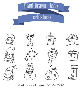 Christmas theme icons with hand draw collection