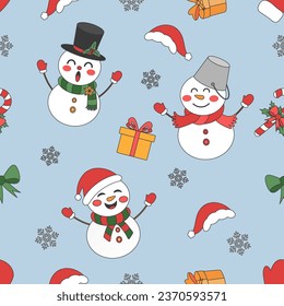 Christmas theme line art doodle cartoon pattern seamless illustration, Merry Christmas.