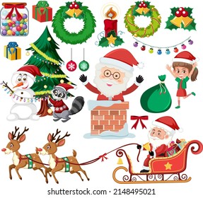 Christmas theme with many ornaments illustration