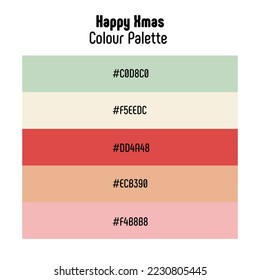 Christmas theme. Noel, new year colour palette with color codes. Bright, trendy, frequently used transitional tones. Vector.