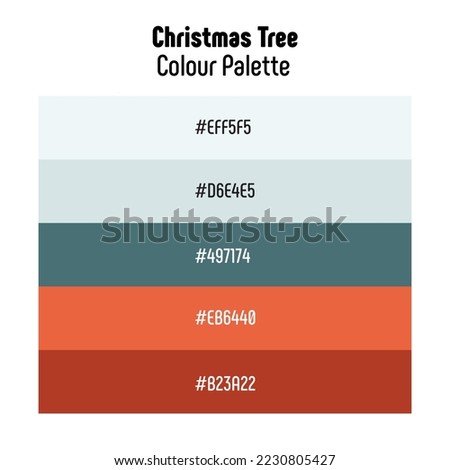 Christmas theme. Noel, new year colour palette with color codes. Bright, trendy, frequently used transitional tones. Vector.