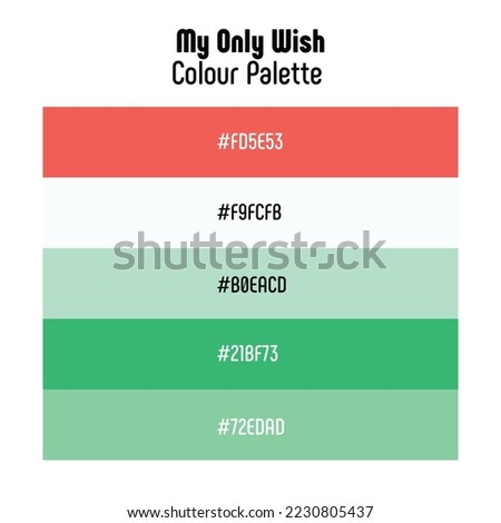 Christmas theme. Noel, new year colour palette with color codes. Bright, trendy, frequently used transitional tones. Vector.