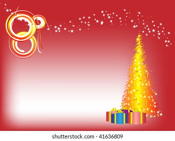Christmas theme, pine and gifts