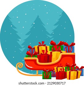 Christmas theme with presents on sleigh illustration