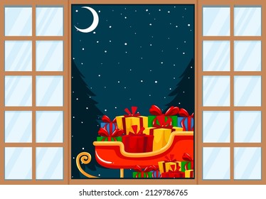 El tema navideño se presenta en un trineo en la ilustración de la puerta