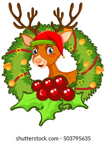 Christmas theme with reindeer and mistletoes illustration
