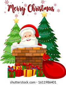 Christmas theme with Santa in chimney illustration