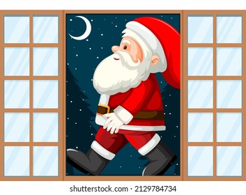 Christmas theme Santa at the door illustration