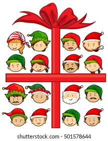 Christmas theme with Santa and elves illustration