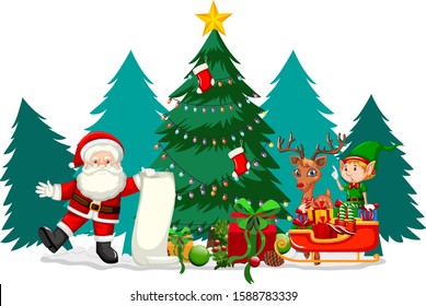 Christmas theme with Santa and his list illustration