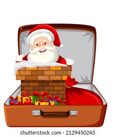 Christmas theme with Santa in a luggage on white background illustration