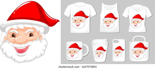 Christmas theme with Santa on many products illustration