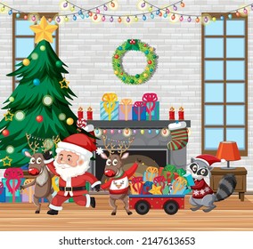 Christmas theme with Santa and presents illustration