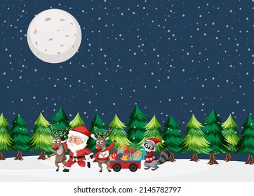 Christmas theme with Santa and reindeers illustration