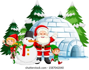 Christmas theme with Santa and snowman illustration