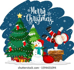 Christmas theme with Santa and snowman illustration