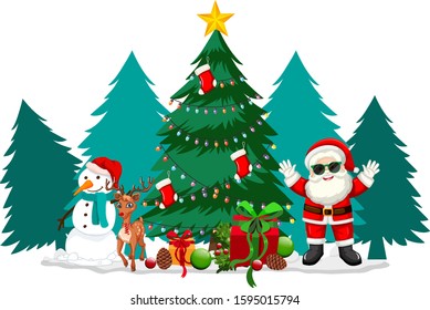 Christmas theme with Santa and snowman illustration