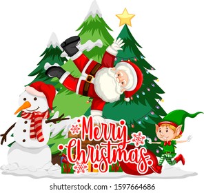 Christmas theme with Santa and snowman illustration