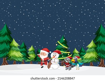 Christmas theme with Santa and snowman illustration