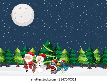 Christmas theme with Santa and snowman illustration