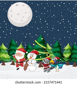 Christmas theme with Santa and snowman illustration