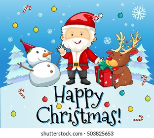 Christmas theme with Santa and snowman illustration