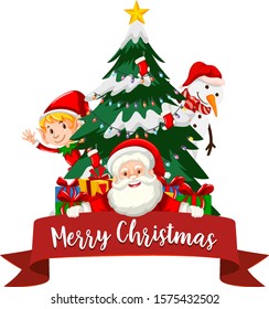 Christmas theme with Santa and tree illustration