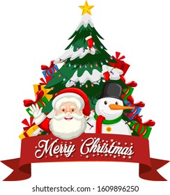 Christmas theme with Santa and tree illustration