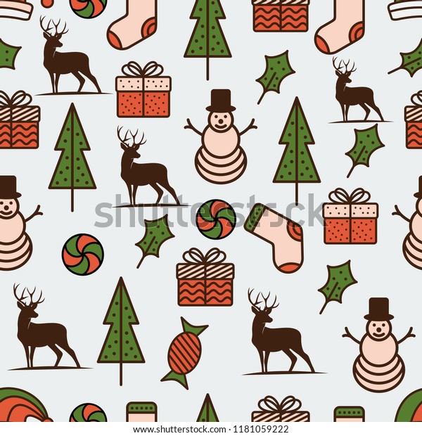 Christmas Theme Seamless Pattern Backround Vector Stock Vector Royalty Free