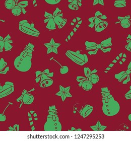 christmas theme seamless pattern design with cute silhouette shape element