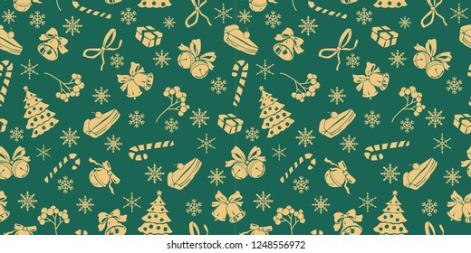christmas theme seamless pattern design with simple silhouette element