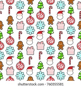 Christmas theme seamless pattern half drop repeat style, on white background vector EPS 10.