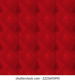 Christmas theme seamless pattern on red, flat vector.