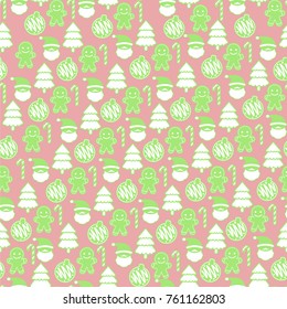 Christmas theme seamless pattern vector EPS 10.
element is green color and pink background