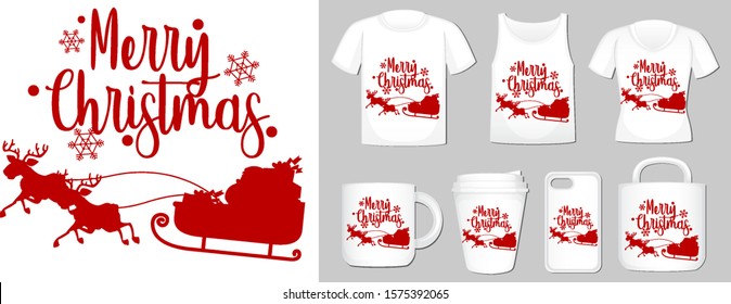 Christmas theme with sleigh on product templates illustration