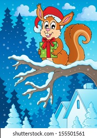 Christmas theme squirrel image 2 - eps10 vector illustration.