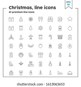 Christmas theme thin line icon. Vector illustration symbol elements for web design and apps
