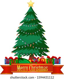 Christmas theme with christmas tree and presents illustration