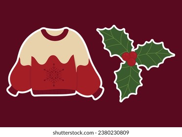 Tema navideño Artes vectoriales con celebración navideña simple adorable iconos