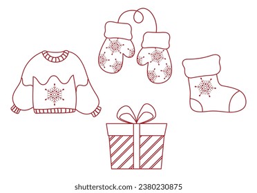 Christmas Theme Vector Arts with Christmas holiday celebration simple cute icons