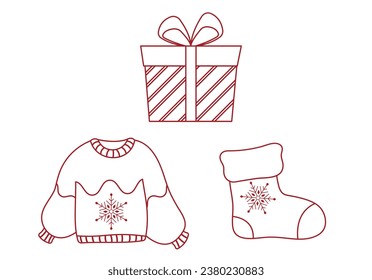 Christmas Theme Vector Arts with Christmas holiday celebration simple cute icons