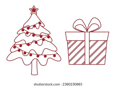 Christmas Theme Vector Arts with Christmas holiday celebration simple cute icons