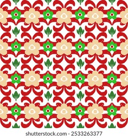 Natal tema vetor bordado, motivo étnico ikat ilustração têxtil sem emenda, impressão listrada ornamento, padrão, design para embrulhar, seda, cachecol, roupas, fundo, têxtil, tapetes, cortinas
