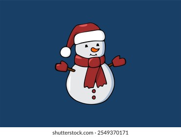 christmas theme vector simple snowman illustration