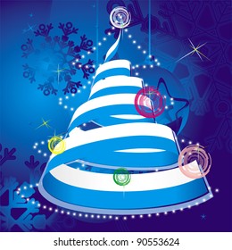 christmas theme - xmas tree with spiral streamer in colors of national flag inside