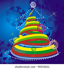 christmas theme - xmas tree with spiral streamer in colors of national flag inside