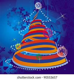 christmas theme - xmas tree with spiral streamer in colors of national flag inside