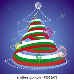christmas theme - xmas tree with spiral streamer in colors of national flag inside