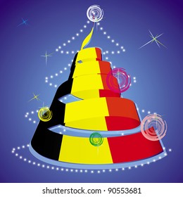 christmas theme - xmas tree with spiral streamer in colors of national flag inside